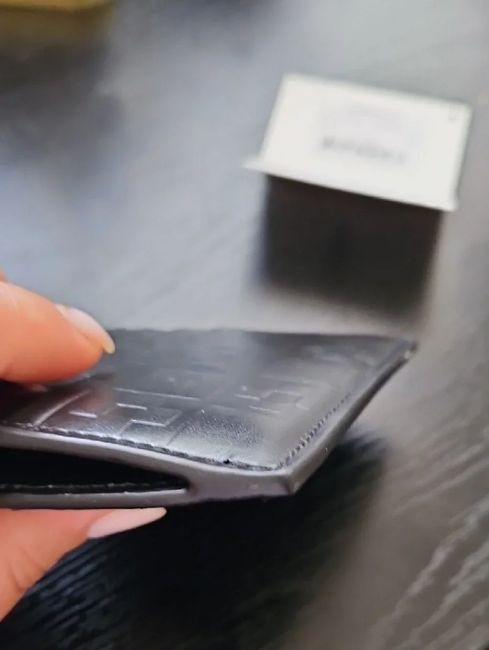 Sandro Black Embossed Leather Zip Card Holder